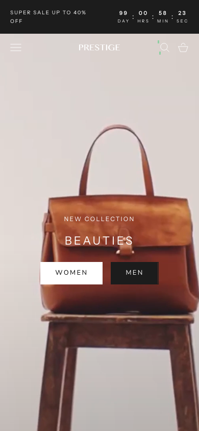 Search → panel opened — Navi+ on the Prestige Shopify theme Search → panel opened — Navi+ on the Prestige Shopify theme