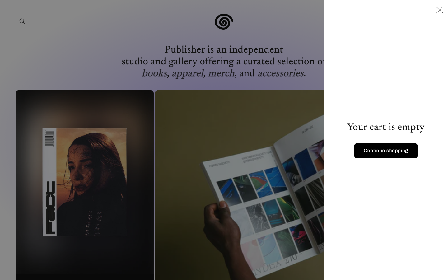 Cart → panel opened — Navi+ on the Publisher Shopify theme Cart → panel opened — Navi+ on the Publisher Shopify theme
