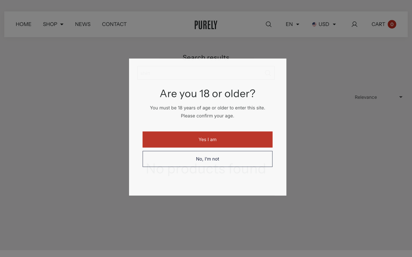 Search → panel opened — Navi+ on the Purely Shopify theme Search → panel opened — Navi+ on the Purely Shopify theme