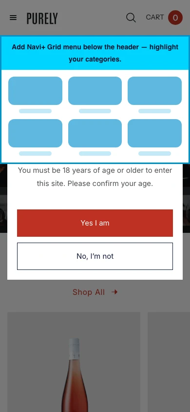 Navi+ Grid Menu on the Purely Shopify theme Navi+ Grid Menu on the Purely Shopify theme
