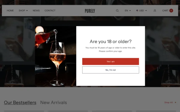 Full-page desktop screenshot of Shopify Purely theme demo store