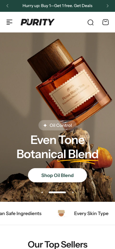 Cart → panel opened — Navi+ on the Purity Shopify theme