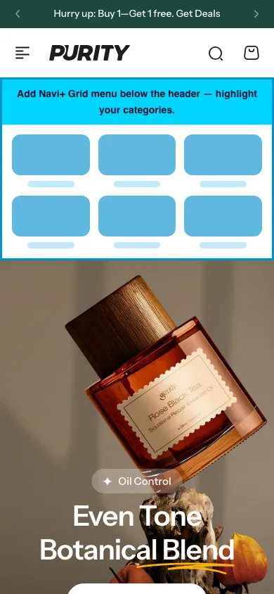 Navi+ Grid Menu on the Purity Shopify theme Navi+ Grid Menu on the Purity Shopify theme