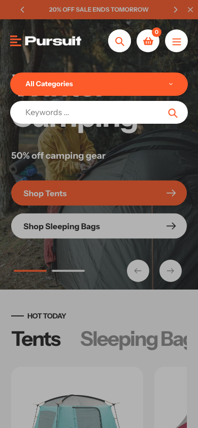 Search → panel opened — Navi+ on the Pursuit Shopify theme Search → panel opened — Navi+ on the Pursuit Shopify theme