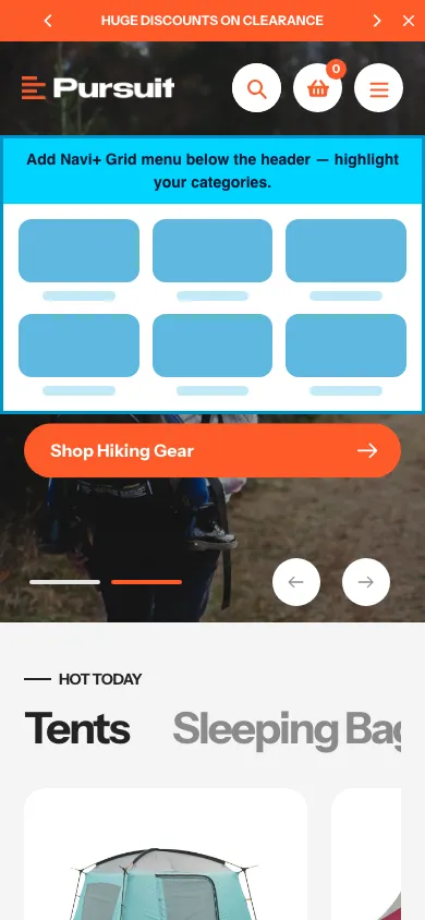 Navi+ Grid Menu on the Pursuit Shopify theme