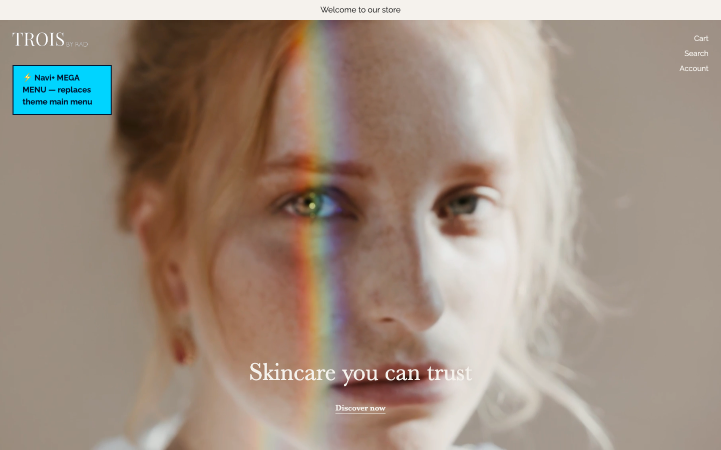 Replace main menu — Navi+ on the Rad Shopify theme Replace main menu — Navi+ on the Rad Shopify theme