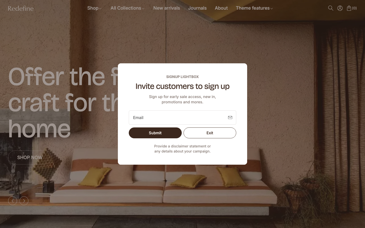 Replace main menu — Navi+ on the Redefine Shopify theme