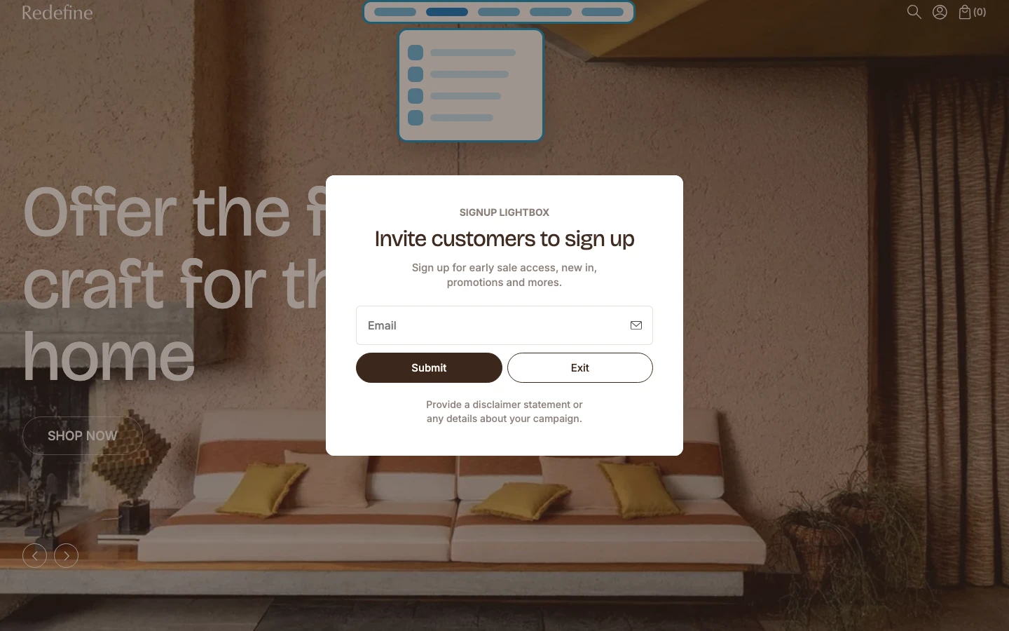 Navi+ Mega Menu replacing the desktop menu on the Redefine Shopify theme