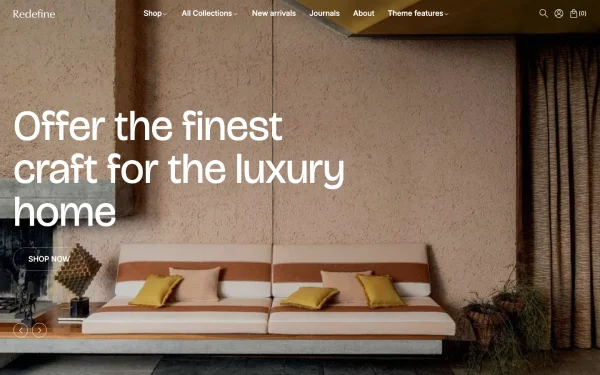 Full-page desktop screenshot of Shopify Redefine theme demo store