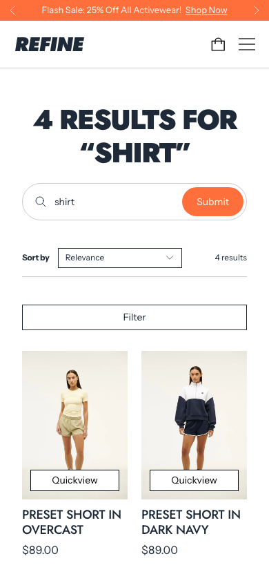 Search → panel opened — Navi+ on the Refine Shopify theme Search → panel opened — Navi+ on the Refine Shopify theme
