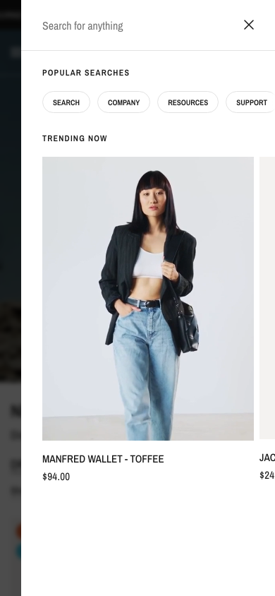 Search → panel opened — Navi+ on the Reformation Shopify theme Search → panel opened — Navi+ on the Reformation Shopify theme