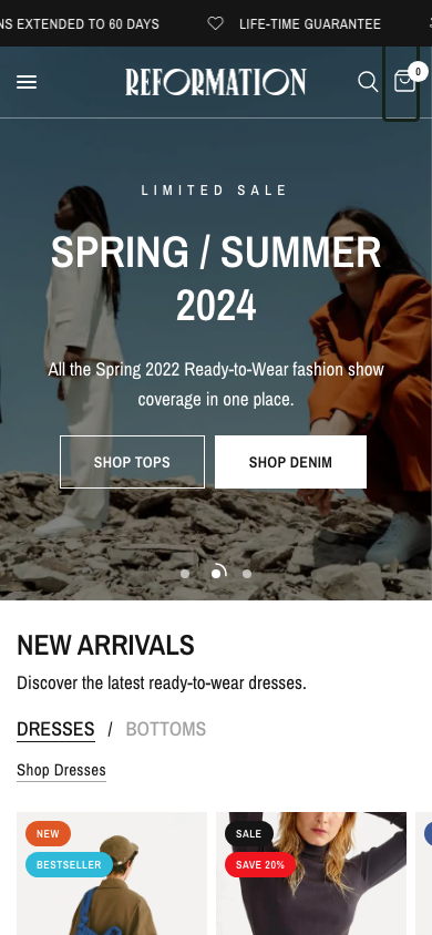 Cart → panel opened — Navi+ on the Reformation Shopify theme Cart → panel opened — Navi+ on the Reformation Shopify theme