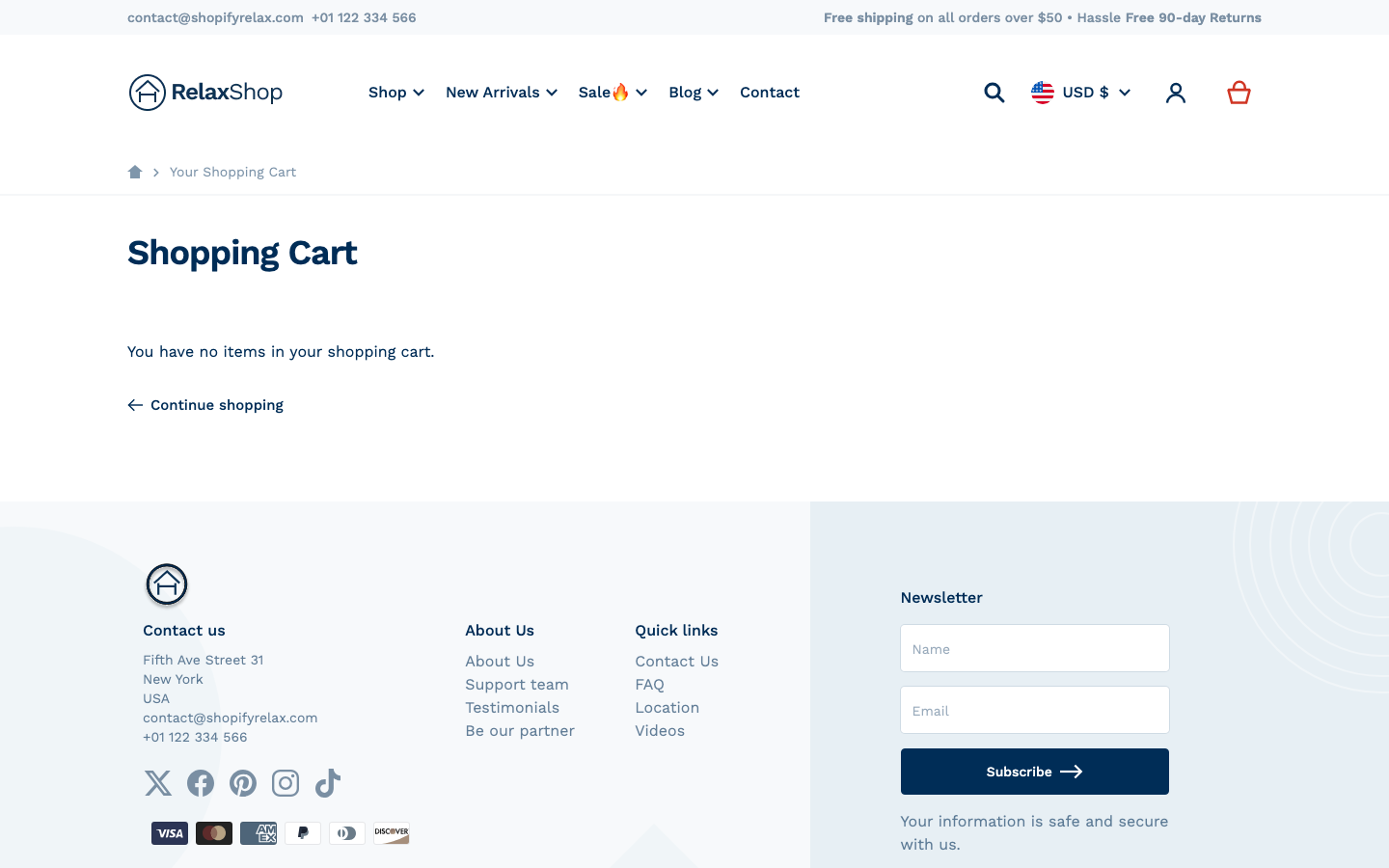 Cart → panel opened — Navi+ on the Relax Shopify theme