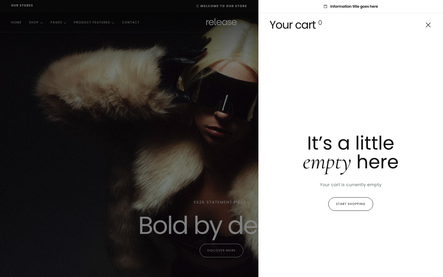 Cart → panel opened — Navi+ on the Release Shopify theme