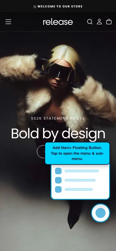 Navi+ FAB on the Release Shopify theme Navi+ FAB on the Release Shopify theme