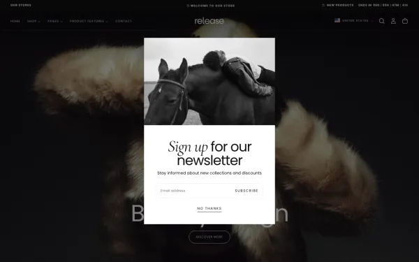 Full-page desktop screenshot of Shopify Release theme demo store
