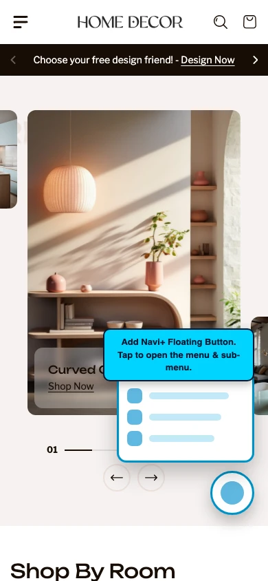 Navi+ FAB on the Renovate Shopify theme Navi+ FAB on the Renovate Shopify theme