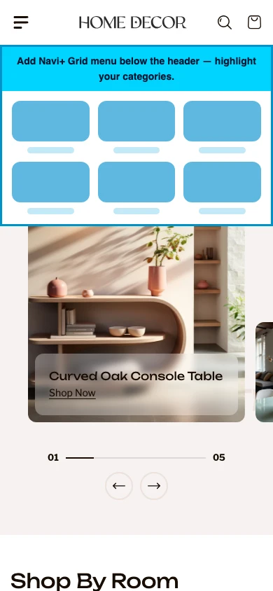 Navi+ Grid Menu on the Renovate Shopify theme Navi+ Grid Menu on the Renovate Shopify theme