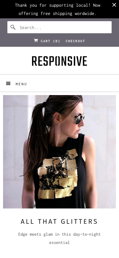 Search → panel opened — Navi+ on the Responsive Shopify theme