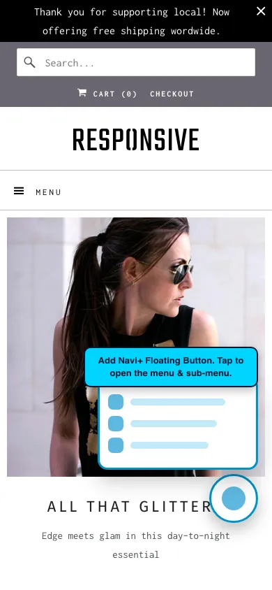 Navi+ FAB on the Responsive Shopify theme Navi+ FAB on the Responsive Shopify theme