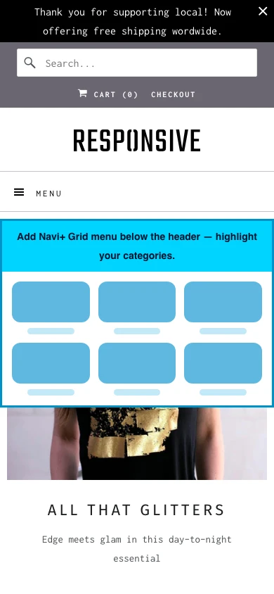 Navi+ Grid Menu on the Responsive Shopify theme