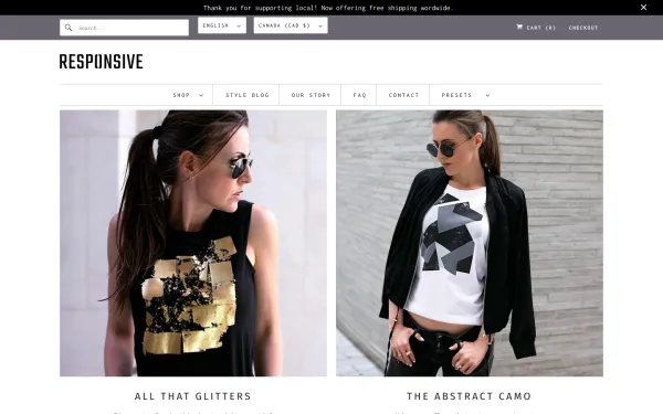 Navi+ menus on the Responsive Shopify theme — desktop preview
