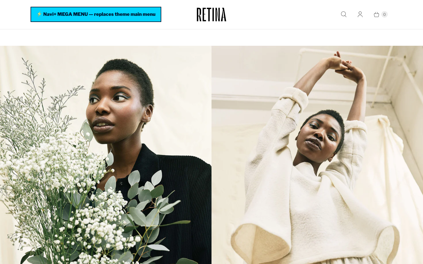 Replace main menu — Navi+ on the Retina Shopify theme
