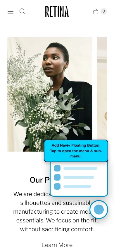 Navi+ FAB on the Retina Shopify theme Navi+ FAB on the Retina Shopify theme