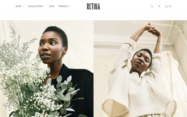 Full-page desktop screenshot of Shopify Retina theme demo store