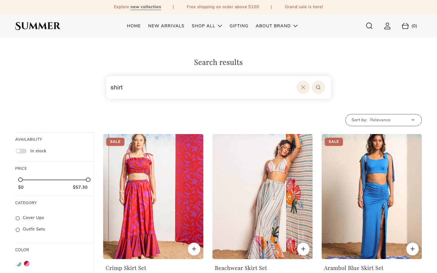 Search → panel opened — Navi+ on the Retro Shopify theme Search → panel opened — Navi+ on the Retro Shopify theme