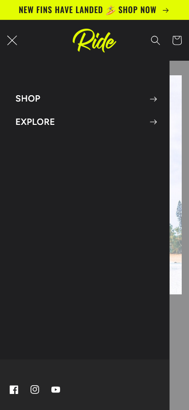 Hamburger → panel opened — Navi+ on the Ride Shopify theme Hamburger → panel opened — Navi+ on the Ride Shopify theme