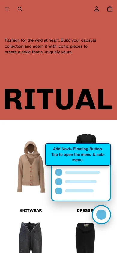 Navi+ FAB on the Ritual Shopify theme Navi+ FAB on the Ritual Shopify theme