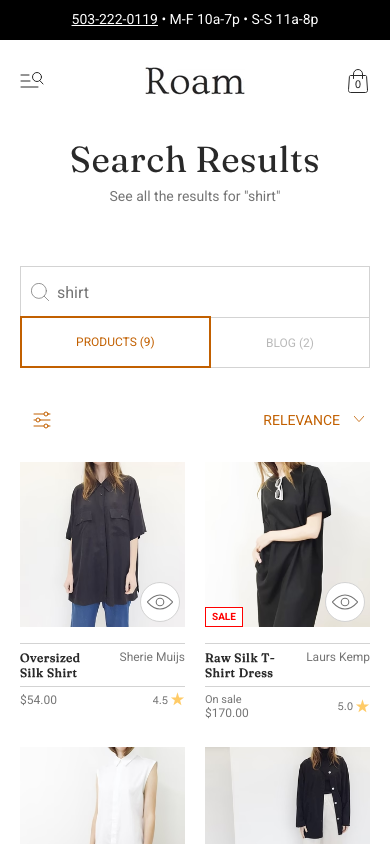 Search → panel opened — Navi+ on the Roam Shopify theme Search → panel opened — Navi+ on the Roam Shopify theme