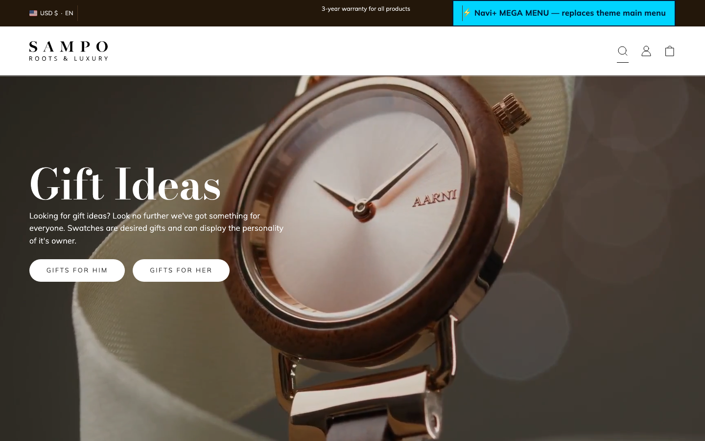 Replace main menu — Navi+ on the Sampo Shopify theme Replace main menu — Navi+ on the Sampo Shopify theme