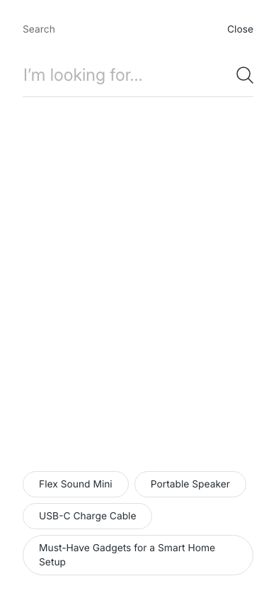 Search → panel opened — Navi+ on the San Francisco Shopify theme