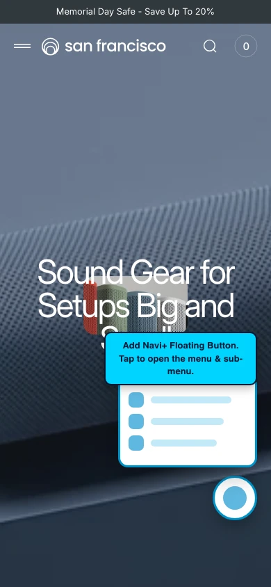 Navi+ FAB on the San Francisco Shopify theme