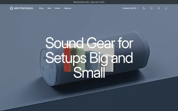 Full-page desktop screenshot of Shopify San Francisco theme demo store