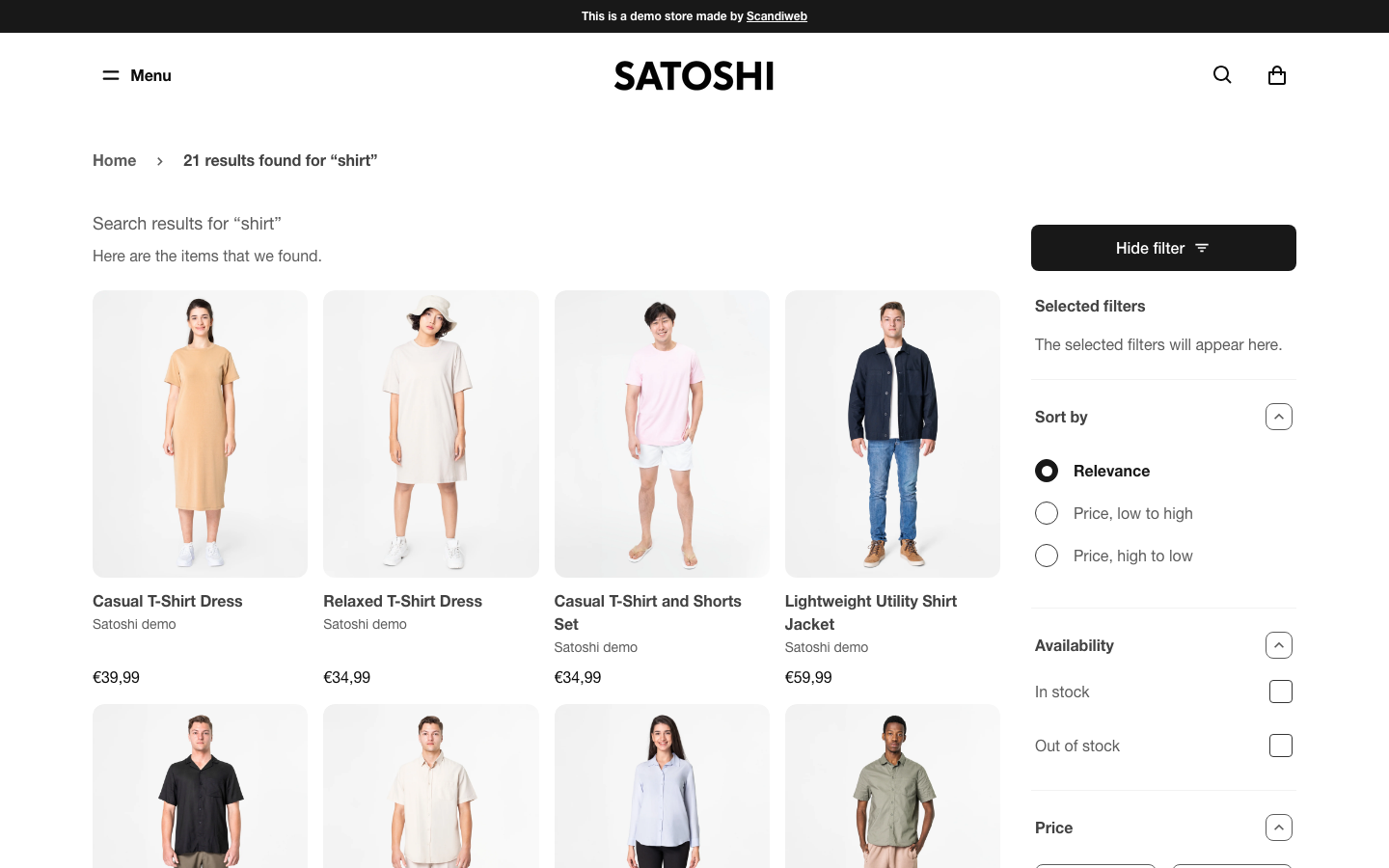 Search → panel opened — Navi+ on the Satoshi Shopify theme Search → panel opened — Navi+ on the Satoshi Shopify theme