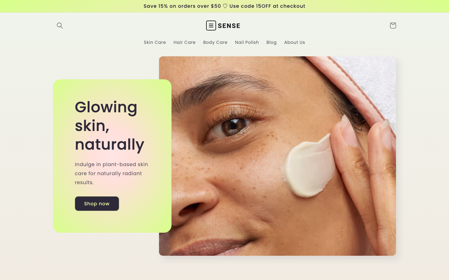 Icon before logo — Navi+ on the Sense Shopify theme