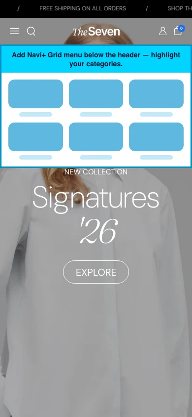 Navi+ Grid Menu on the Seventh Shopify theme Navi+ Grid Menu on the Seventh Shopify theme