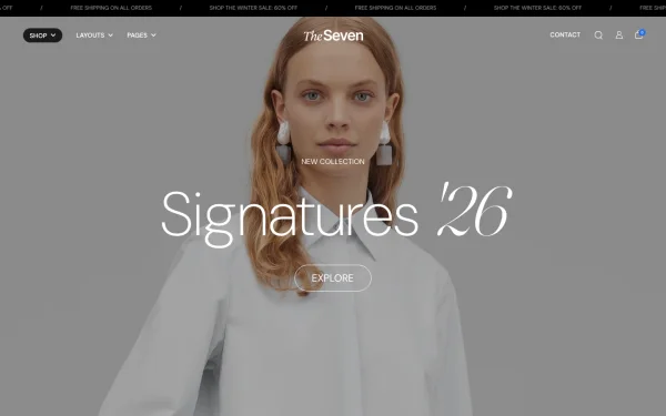 Full-page desktop screenshot of Shopify Seventh theme demo store