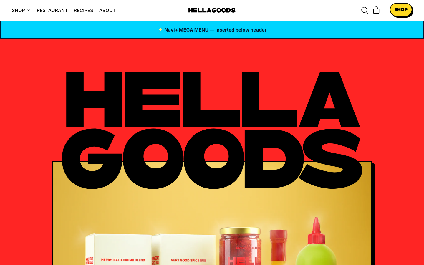 Menu inserted below header — Navi+ on the Shapes Shopify theme Menu inserted below header — Navi+ on the Shapes Shopify theme