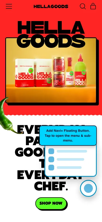 Navi+ FAB on the Shapes Shopify theme Navi+ FAB on the Shapes Shopify theme