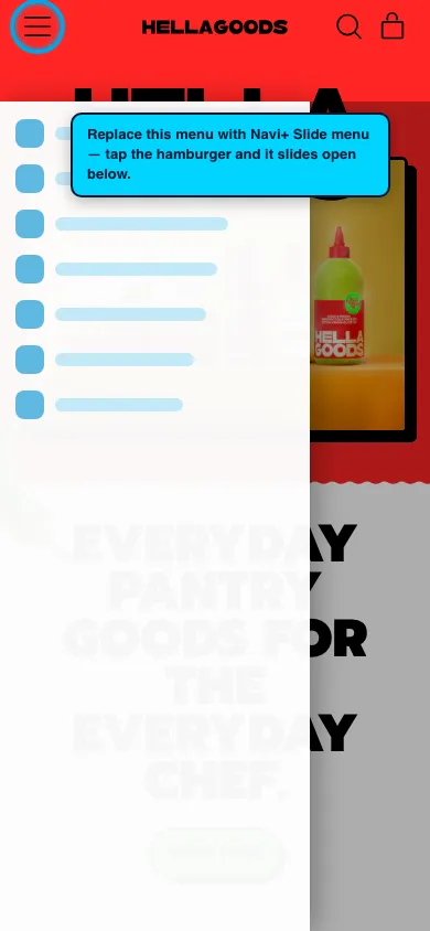 Navi+ Slide Menu on the Shapes Shopify theme Navi+ Slide Menu on the Shapes Shopify theme
