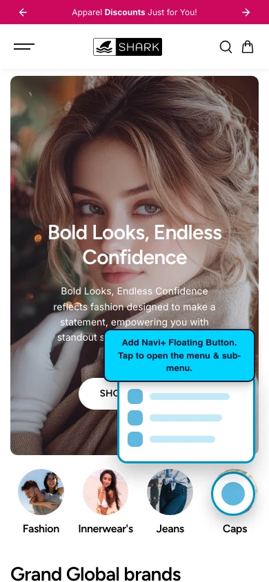 Navi+ FAB on the Shark Shopify theme Navi+ FAB on the Shark Shopify theme