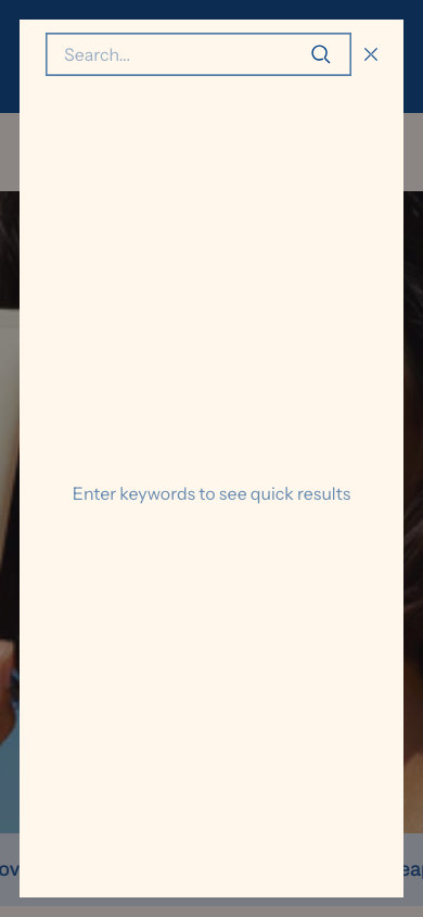 Search → panel opened — Navi+ on the Shine Shopify theme