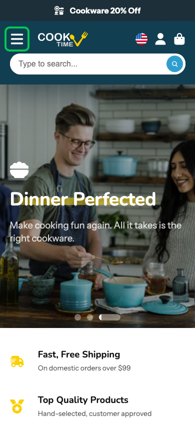 Hamburger → panel opened — Navi+ on the Showtime Shopify theme Hamburger → panel opened — Navi+ on the Showtime Shopify theme