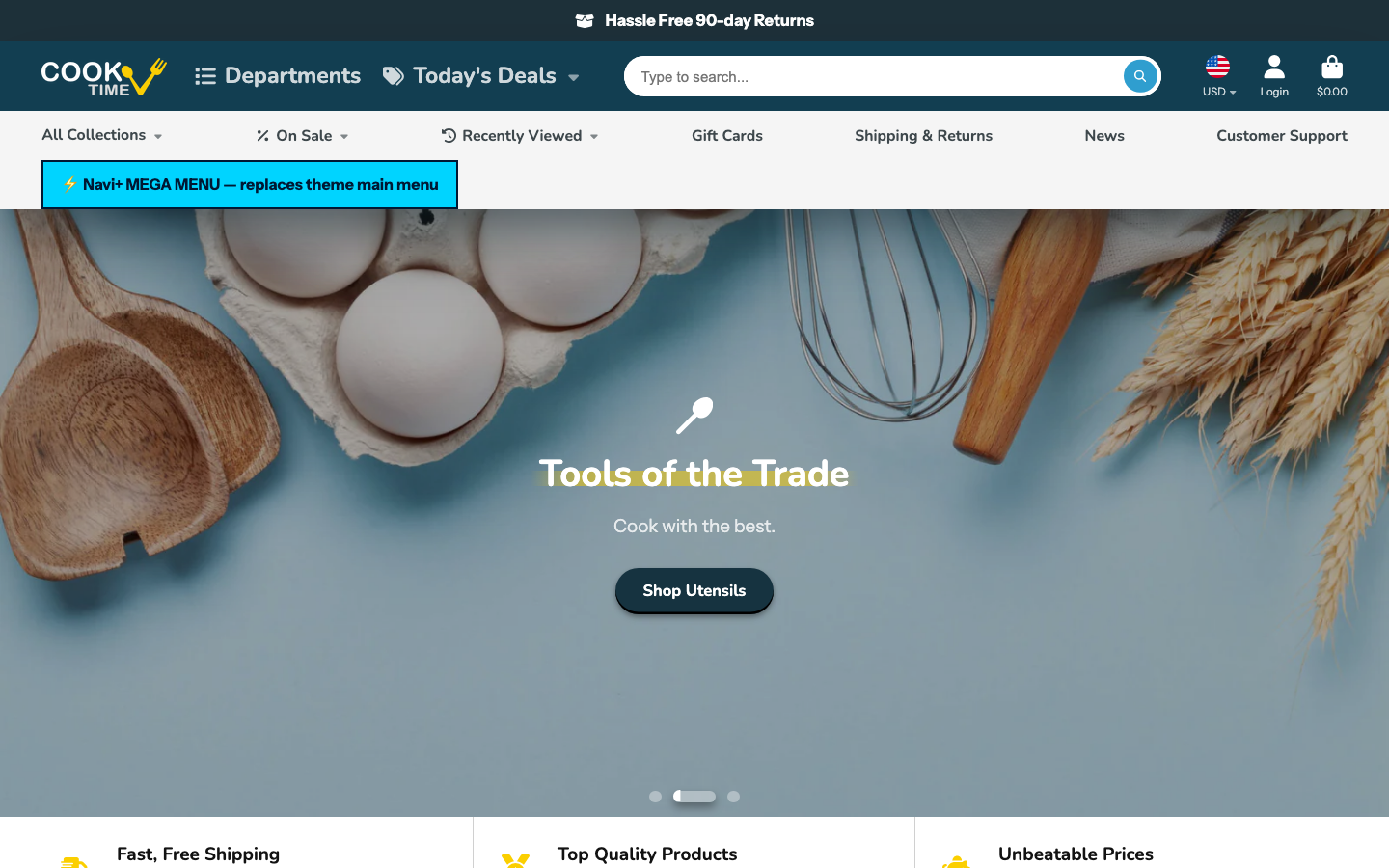 Replace main menu — Navi+ on the Showtime Shopify theme Replace main menu — Navi+ on the Showtime Shopify theme