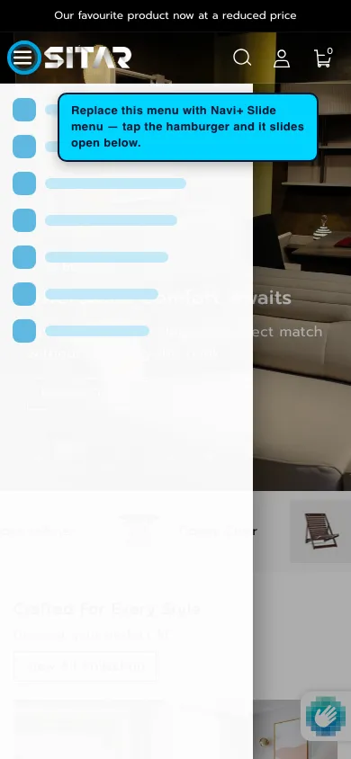 Navi+ Slide Menu on the Sitar Shopify theme Navi+ Slide Menu on the Sitar Shopify theme