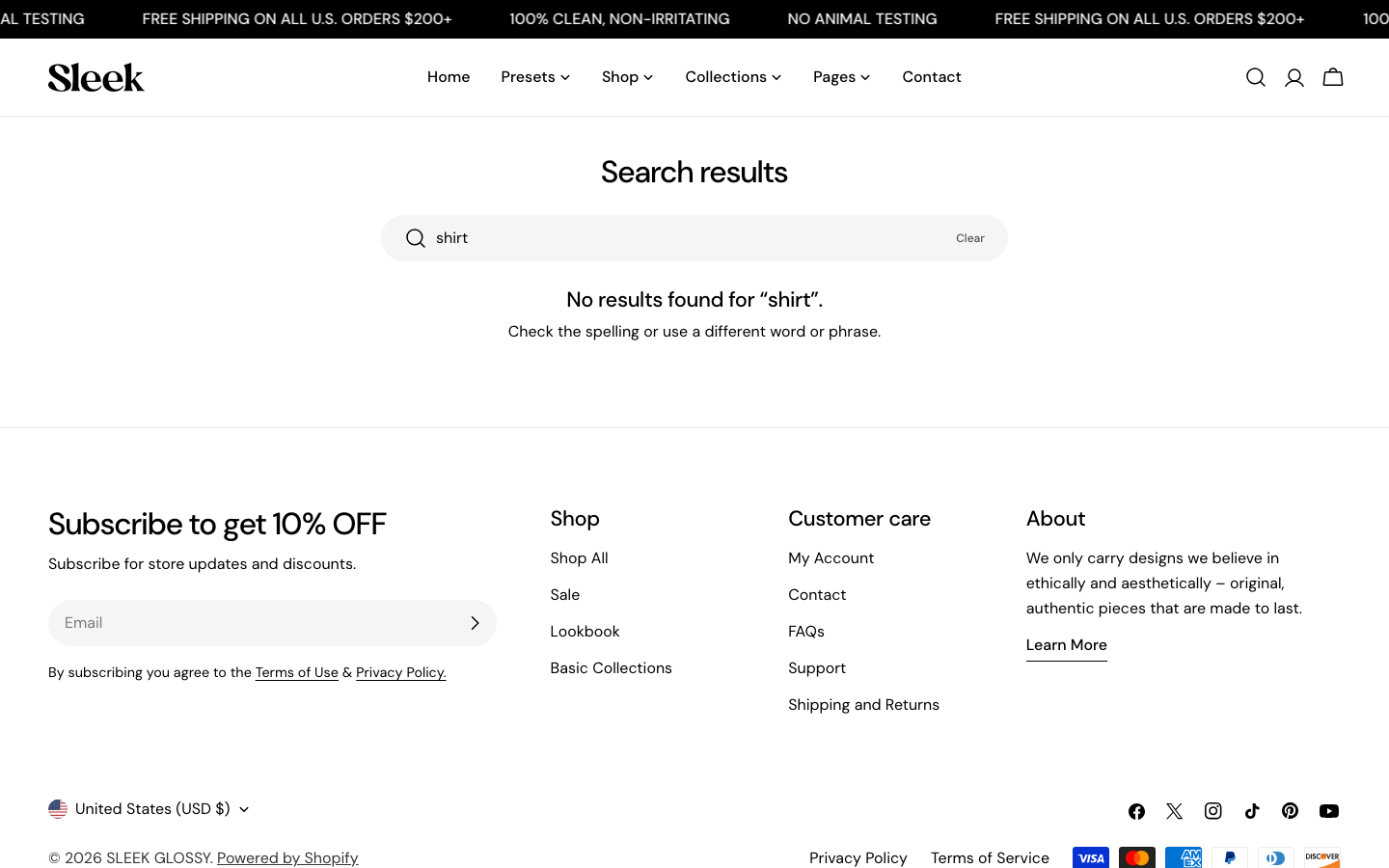 Search → panel opened — Navi+ on the Sleek Shopify theme Search → panel opened — Navi+ on the Sleek Shopify theme